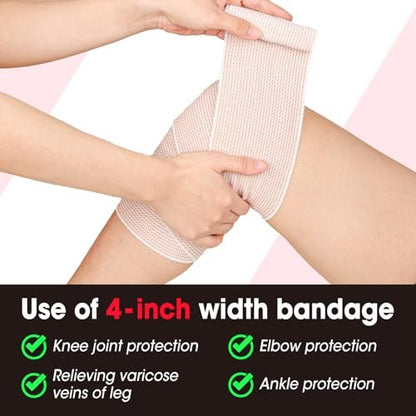YesBes 6er-Pack Premium Elastische Binden (2x2, 2x3, 2x4) – Kompressionsbandagen für Beine, Knöchel, Knie und Bauch
