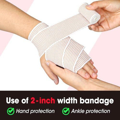 YesBes 6er-Pack Premium Elastische Binden (2x2, 2x3, 2x4) – Kompressionsbandagen für Beine, Knöchel, Knie und Bauch