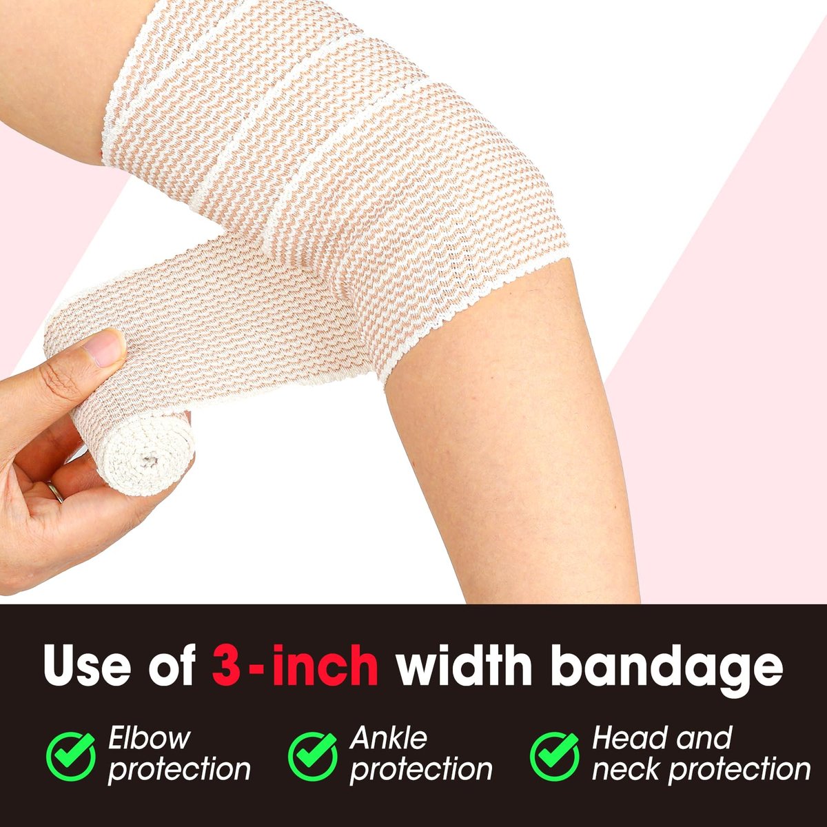 YesBes 6er-Pack Premium Elastische Binden (2x2, 2x3, 2x4) – Kompressionsbandagen für Beine, Knöchel, Knie und Bauch