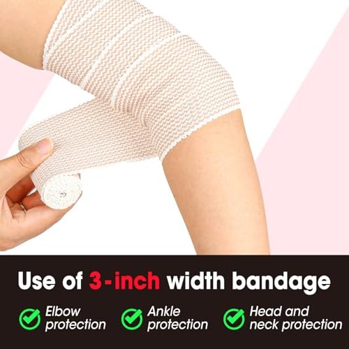 YesBes 6er-Pack Premium Elastische Binden (2x2, 2x3, 2x4) – Kompressionsbandagen für Beine, Knöchel, Knie und Bauch