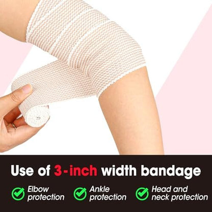 YesBes 6er-Pack Premium Elastische Binden (2x2, 2x3, 2x4) – Kompressionsbandagen für Beine, Knöchel, Knie und Bauch