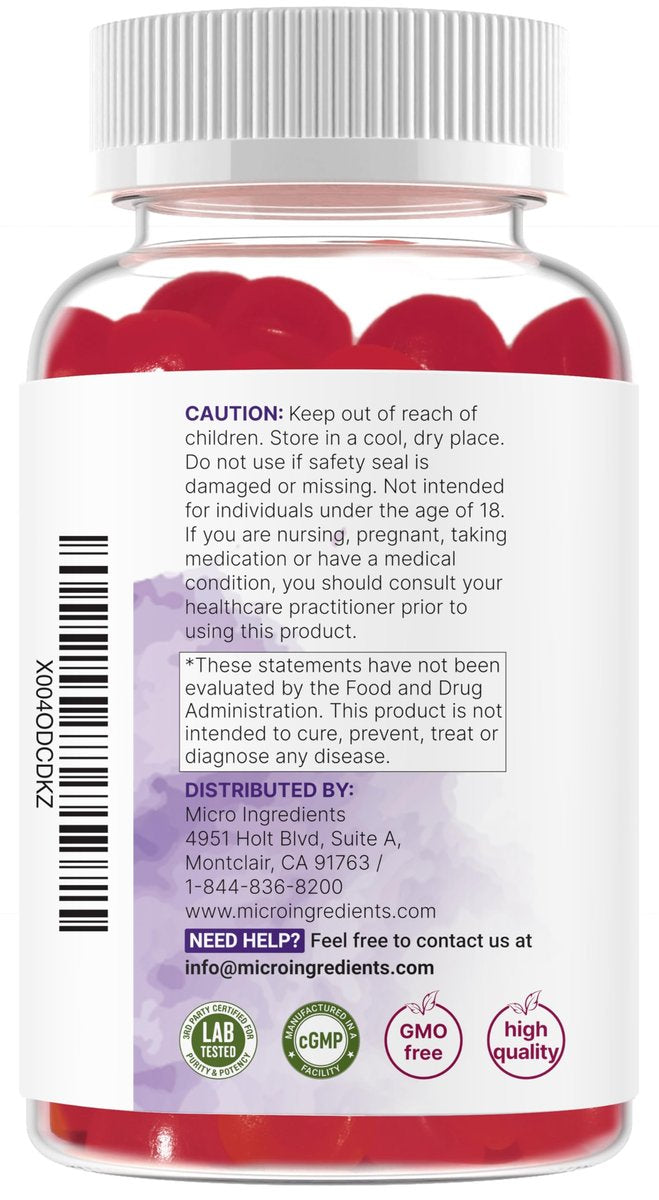 Micro Ingredients Melatonin 20 mg Gummis für Erwachsene, 120 Stück | Schlafhilfe mit 10 mg Melatonin pro Gummi | Zuckerfreier Brombeer-Kirsch-Geschmack | Kein Medikament + nicht gewohnheitsbildend | Non-GMO, glutenfrei