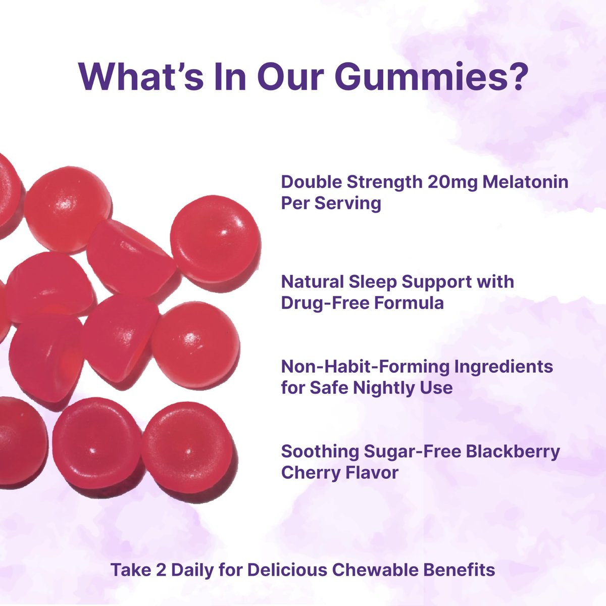 Micro Ingredients Melatonin 20 mg Gummis für Erwachsene, 120 Stück | Schlafhilfe mit 10 mg Melatonin pro Gummi | Zuckerfreier Brombeer-Kirsch-Geschmack | Kein Medikament + nicht gewohnheitsbildend | Non-GMO, glutenfrei