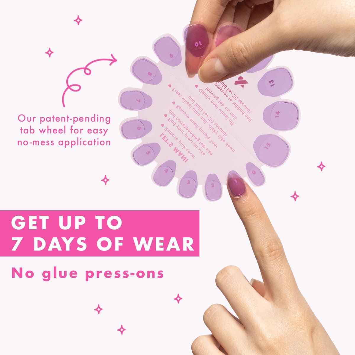 Olive & June Classic Super Stick Mani Press On Nägel | Kein Kleber nötig | 32 Tab-Nägel in 16 Größen | Ungiftige Tabs, schonend, 7 Tage Halt | Frühlingsblumen & Muster | Kurz, Squoval | Tutu Pastellrosa