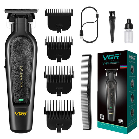 VGR 995 Professioneller Haartrimmer für Männer – Null-Lücken-Barber-Edger, kabelloser Bartschneider mit 4 Aufsteckkämmen, USB-wiederaufladbar