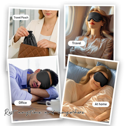 Umisleep Schlafmaske aus 100% reiner Maulbeerseide, 22 Momme 6A weiche Augenmaske für erholsamen Schlaf, verstellbar, lichtblockierend, für Damen und Herren, schwarz