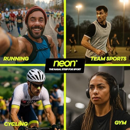 Neon Performance Nasenstreifen (60 Stück) – Öl- und schweißresistenter Kleber – Sport-Nasenstreifen gegen Schnarchen & Schlaf – Transparent