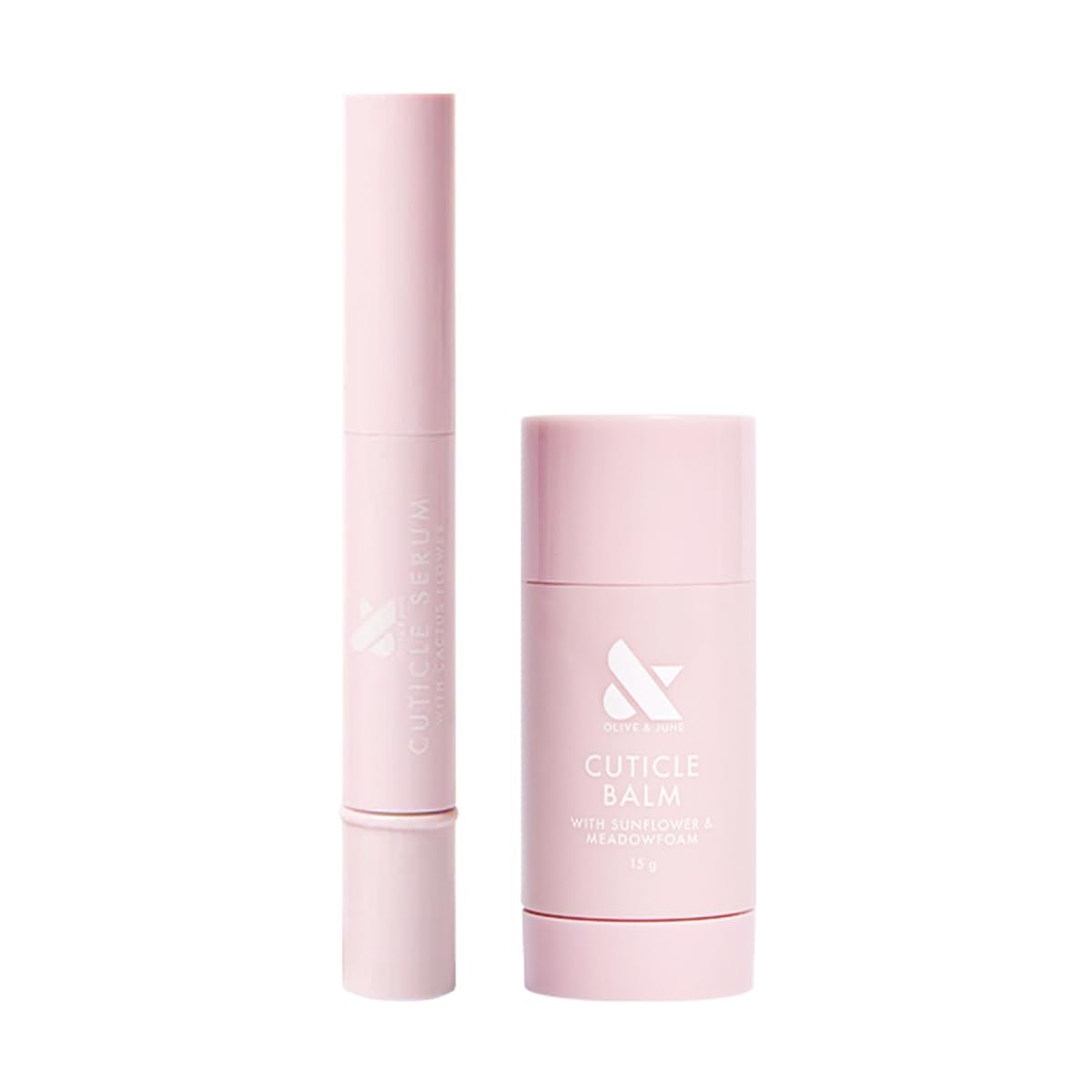 Olive & June Cuticle Hydration Set – Mini Cuticle Serum & Pflegestift mit Hyaluronsäure und Wiesenschaumkrautöl – Vegane & tierversuchsfreie Nagelpflege Duo – Duftfrei, dermatologisch getestet