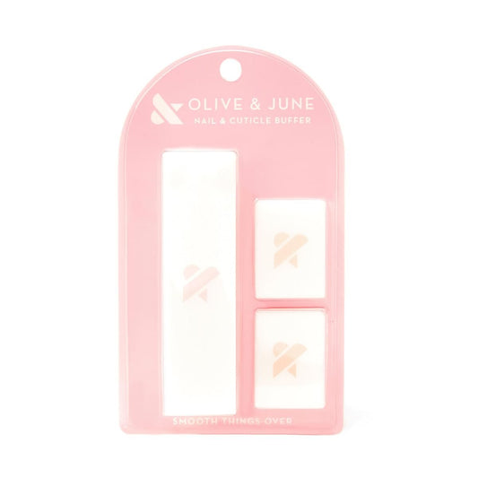 Olive & June Buffer Pack – 1 Full-Size + 2 Mini Nagelbuffer für Maniküre und Pediküre | Sanfte Multi-Grit-Buffer für Nagelhaut, Glätten & Nagelvorbereitung | Salonqualität für zu Hause