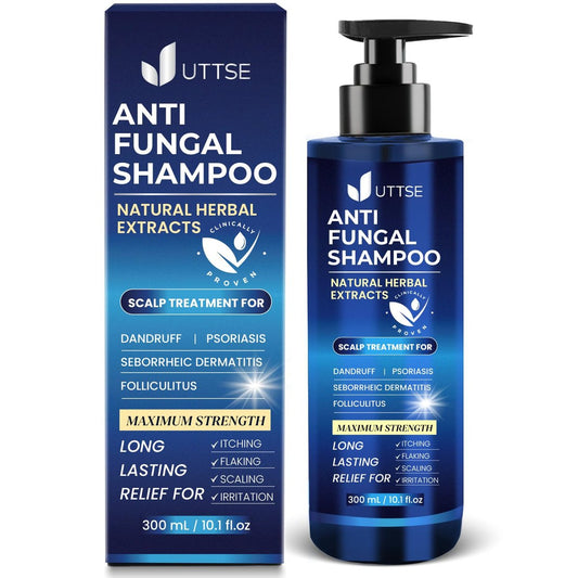 Uttse Anti-Pilz-Shampoo gegen Schuppen, Psoriasis der Kopfhaut, seborrhoische Dermatitis und Follikulitis – Lindert juckende & trockene Kopfhaut – 300 ml / 10,1 fl.oz