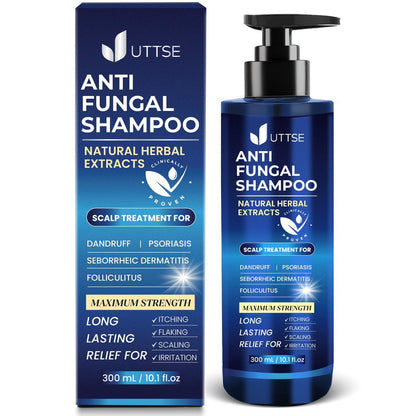 Uttse Anti-Pilz-Shampoo gegen Schuppen, Psoriasis der Kopfhaut, seborrhoische Dermatitis und Follikulitis – Lindert juckende & trockene Kopfhaut – 300 ml / 10,1 fl.oz