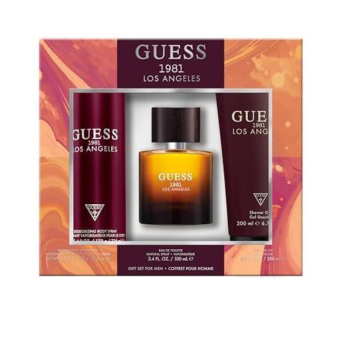 Guess 1981 Los Angeles Men/Homme Eau de Toilette 3-teiliges Geschenkset – Eau de Toilette 100 ml, Deodorant Body Spray 177 ml & Duschgel 200 ml
