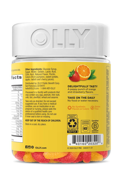 OLLY Kinder Multivitamin Gummibärchen - Gesunde Entwicklung & Immunsystem - Vitamine A, C, D, E, Bs & Zink - 100 Stück (45 Tage Vorrat)