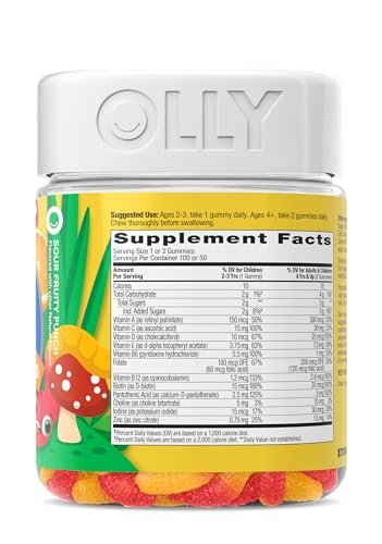 OLLY Kinder Multivitamin Gummibärchen - Gesunde Entwicklung & Immunsystem - Vitamine A, C, D, E, Bs & Zink - 100 Stück (45 Tage Vorrat)