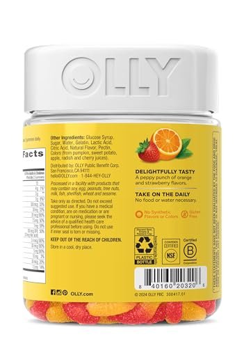 OLLY Kinder Multivitamin Gummibärchen - Gesunde Entwicklung & Immunsystem - Vitamine A, C, D, E, Bs & Zink - 100 Stück (45 Tage Vorrat)
