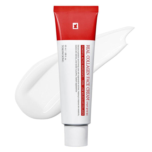 TOSOWOONG Real Collagen Face Cream – Kollagen-Gesichtscreme für Gesicht & Hals, straffend, festigend, liftend & glanzfördernd mit Kollagen & Hyaluronsäure, Koreanische Hautpflege, 50 ml