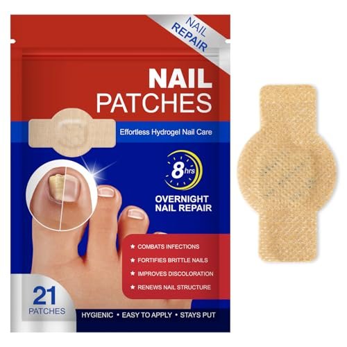 Nagelpflaster – 21 Stück Extra starke Zehennagelbehandlung für beschädigte, verfärbte Nägel – 8-Stunden-Pflaster für brüchige Nagelstärkung, sicher für empfindliche Haut, einfach anzuwenden