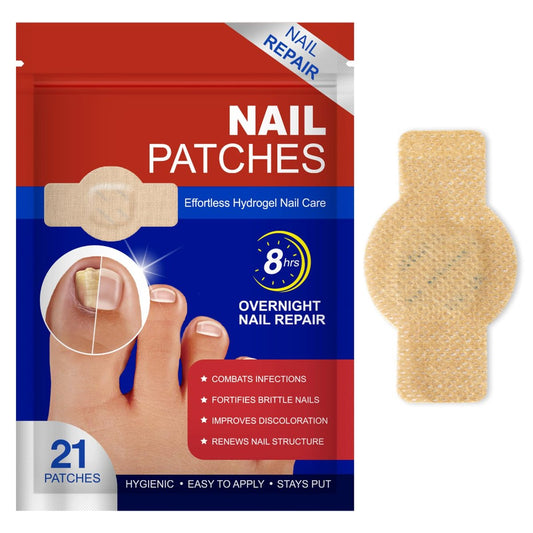 Nagelpflaster – 21 Stück Extra starke Zehennagelbehandlung für beschädigte, verfärbte Nägel – 8-Stunden-Pflaster für brüchige Nagelstärkung, sicher für empfindliche Haut, einfach anzuwenden