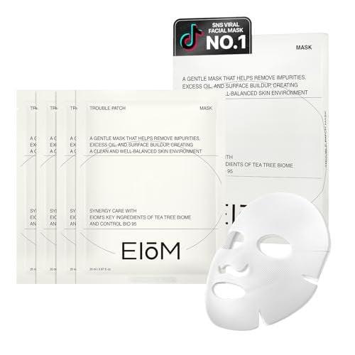 EIOM Trouble Patch Mask – Vollgesichtsmaske für zu Akne neigende Haut | Pickel-Pflaster-Gesichtsmaske, absorbiert Öl & Ablagerungen, Teebaum-Biome-Komplex, Hydrokolloid-Gesichtsmaske (20ml x 4)
