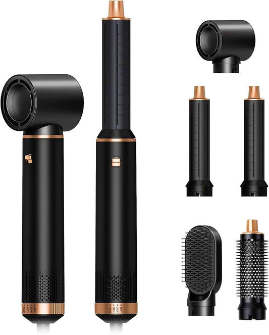 JINYAWA 5-in-1 Föhnbürste & Air Styler Komplettset: Haartrocknerbürste, Heißluftbürste, Luftcurler & Air Curling Wrap Haarstyling-Tools für glattes, lockiges, trockenes, glattes Styling als Geschenk