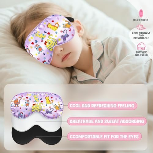2er-Pack Schlafmaske für Kinder – Seidige Augenabdeckung mit verstellbarem Band & Lichtblockierung – Regenbogen-Einhorn-Design für Mädchen