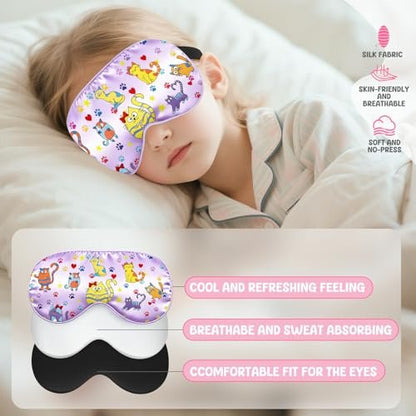 2er-Pack Schlafmaske für Kinder – Seidige Augenabdeckung mit verstellbarem Band & Lichtblockierung – Regenbogen-Einhorn-Design für Mädchen