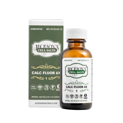 Jacksons #1 Calc Fluor 6X (500 Pellet Flasche) - zertifiziert vegan, laktosefrei, Schuessler Calcarea Fluorica 6X, hergestellt in den USA (500 Pellets, Größe 30, 0,118 Zoll Durchmesser)