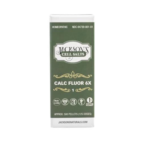 Jacksons #1 Calc Fluor 6X (500 Pellet Flasche) - zertifiziert vegan, laktosefrei, Schuessler Calcarea Fluorica 6X, hergestellt in den USA (500 Pellets, Größe 30, 0,118 Zoll Durchmesser)
