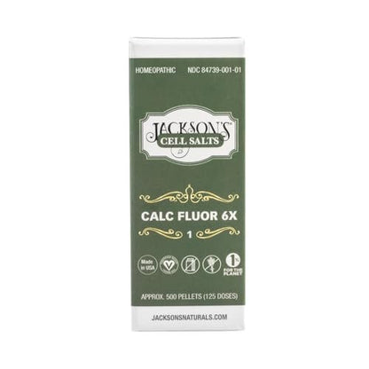 Jacksons #1 Calc Fluor 6X (500 Pellet Flasche) - zertifiziert vegan, laktosefrei, Schuessler Calcarea Fluorica 6X, hergestellt in den USA (500 Pellets, Größe 30, 0,118 Zoll Durchmesser)