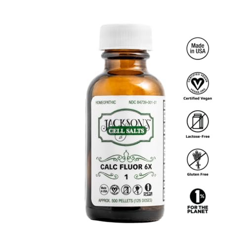 Jacksons #1 Calc Fluor 6X (500 Pellet Flasche) - zertifiziert vegan, laktosefrei, Schuessler Calcarea Fluorica 6X, hergestellt in den USA (500 Pellets, Größe 30, 0,118 Zoll Durchmesser)
