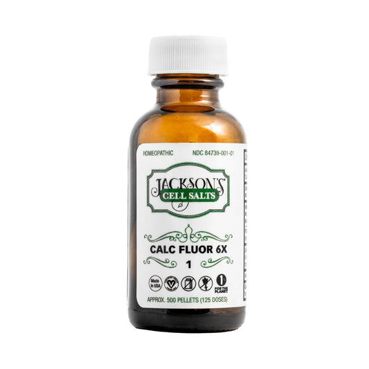Jacksons #1 Calc Fluor 6X (500 Pellet Flasche) - zertifiziert vegan, laktosefrei, Schuessler Calcarea Fluorica 6X, hergestellt in den USA (500 Pellets, Größe 30, 0,118 Zoll Durchmesser)