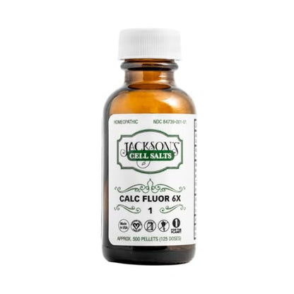 Jacksons #1 Calc Fluor 6X (500 Pellet Flasche) - zertifiziert vegan, laktosefrei, Schuessler Calcarea Fluorica 6X, hergestellt in den USA (500 Pellets, Größe 30, 0,118 Zoll Durchmesser)