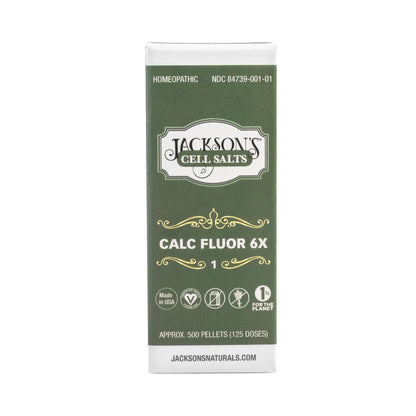 Jacksons #1 Calc Fluor 6X (500 Pellet Flasche) - zertifiziert vegan, laktosefrei, Schuessler Calcarea Fluorica 6X, hergestellt in den USA (500 Pellets, Größe 30, 0,118 Zoll Durchmesser)