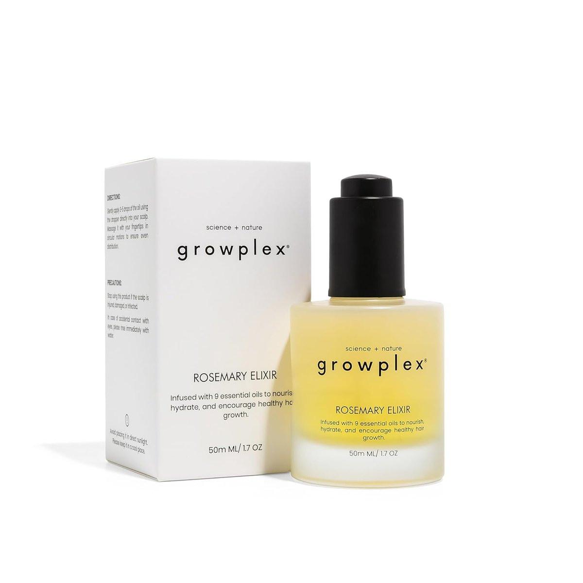 Growplex Rosmarin-Elixier – Tägliches Kopfhautöl mit 9 essentiellen Ölen – Leichte, nicht fettende Formel für eine gesund aussehende Kopfhaut – Für Männer & Frauen – 60 ml