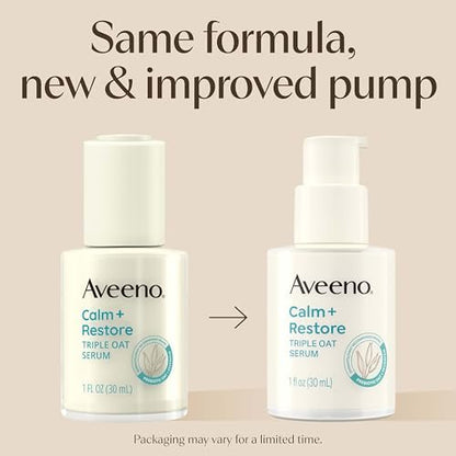 Aveeno Hautpflege-Set für empfindliche Haut: Calm + Restore Triple Oat Hydrating Facial Serum (30 ml) & Reisegröße Daily Moisturizing Cream + Prebiotic Oat (15 ml) – Duftfrei, 2-teilig