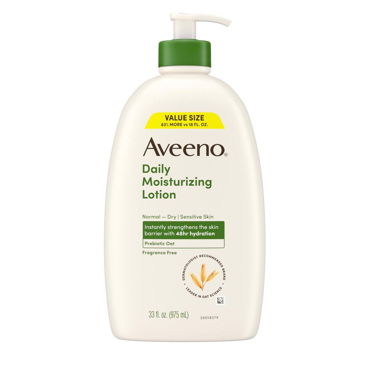 Aveeno Tägliche Feuchtigkeitscreme Body Lotion, Duftfrei, Leichte & Cremige Lotion für trockene, empfindliche Haut mit Präbiotischem Hafer, Nährt & Stärkt die Hautschutzbarriere, Vorteilspackung, 33 fl oz