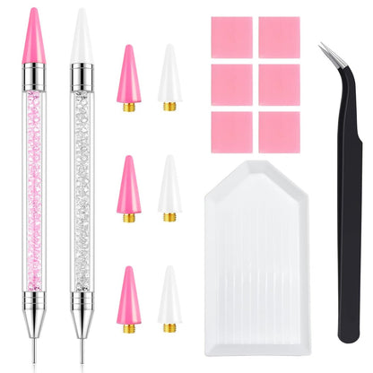 Rhinestone Picker Tool 2er-Pack – Diamantmalerei Dotting Pen mit 6 zusätzlichen Wachsspitzen & Präzisionspinzette – Wax Pencil für Strasssteine, Nagelkunst DIY Kit