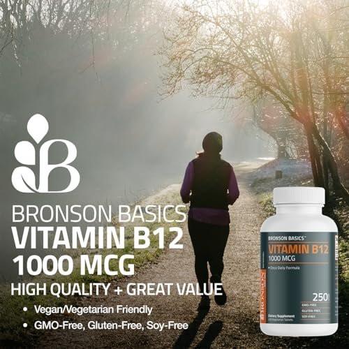 Bronson Vitamin B12 1000 mcg – Tägliche Nahrungsergänzung, Non-GMO, 250 vegane Tabletten