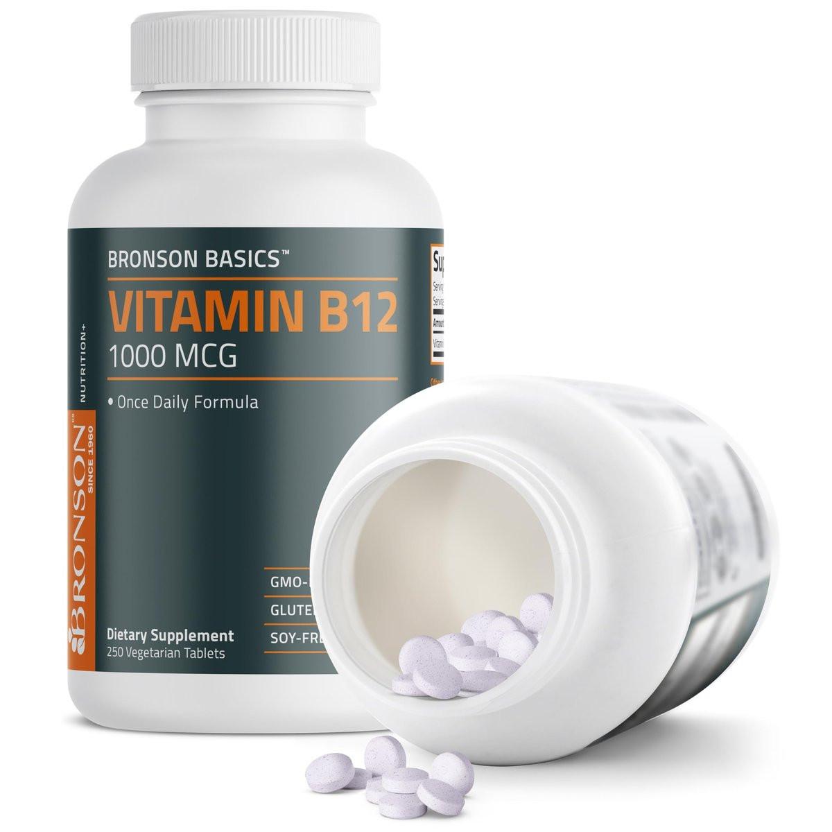 Bronson Vitamin B12 1000 mcg – Tägliche Nahrungsergänzung, Non-GMO, 250 vegane Tabletten
