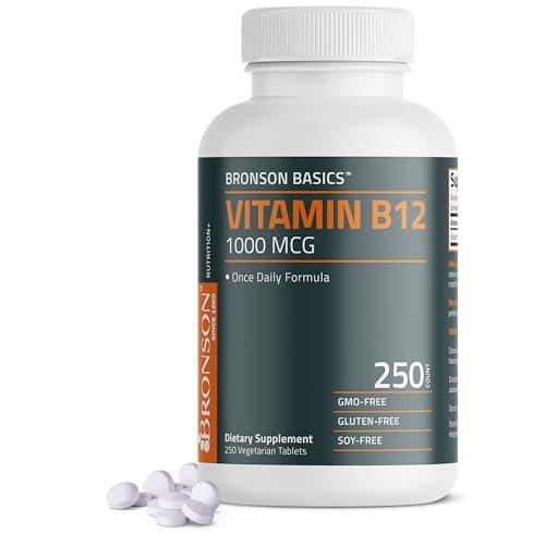 Bronson Vitamin B12 1000 mcg – Tägliche Nahrungsergänzung, Non-GMO, 250 vegane Tabletten