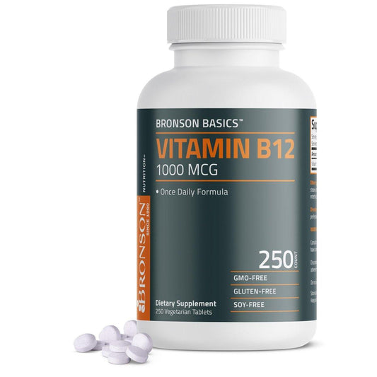 Bronson Vitamin B12 1000 mcg – Tägliche Nahrungsergänzung, Non-GMO, 250 vegane Tabletten