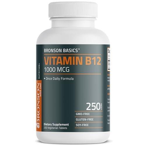 Bronson Vitamin B12 1000 mcg – Tägliche Nahrungsergänzung, Non-GMO, 250 vegane Tabletten