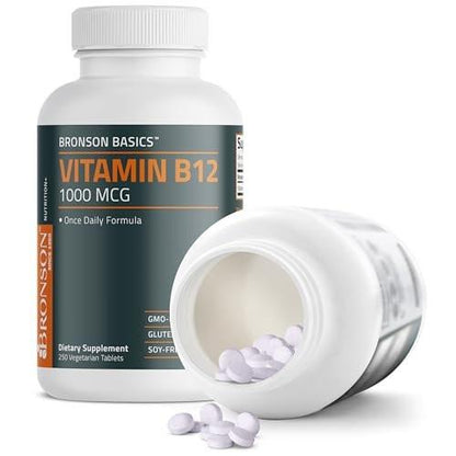 Bronson Vitamin B12 1000 mcg – Tägliche Nahrungsergänzung, Non-GMO, 250 vegane Tabletten