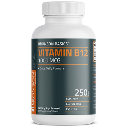 Bronson Vitamin B12 1000 mcg – Tägliche Nahrungsergänzung, Non-GMO, 250 vegane Tabletten