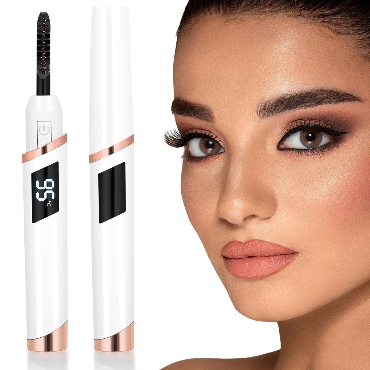 ShenlanBolt Beheizter Wimpernformer für Frauen – Elektrischer Wimpernformer mit 10s Schnellheizung, 4 einstellbaren Temperaturen (65°C-95°C), 24h Locken, USB-C wiederaufladbar, ergonomisches Design, reisefreundliches Make-up-Werkzeug Geschenk