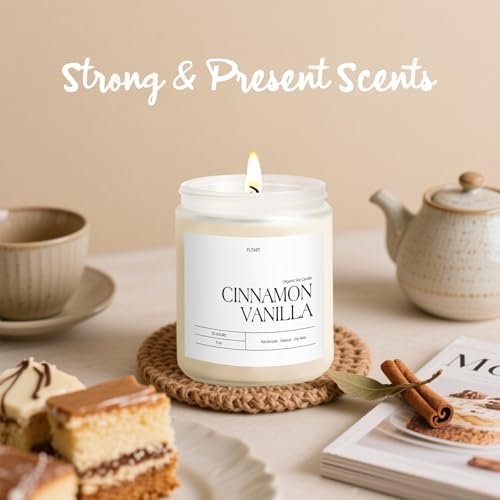 Putart Zimt Vanille Kerzen für Zuhause, Duftkerze, natürliches Sojawachs, Aromatherapie, ungiftig, stark duftend mit ätherischen Ölen, Raumduft Stressabbau, Geschenk für Frauen & Männer 9oz