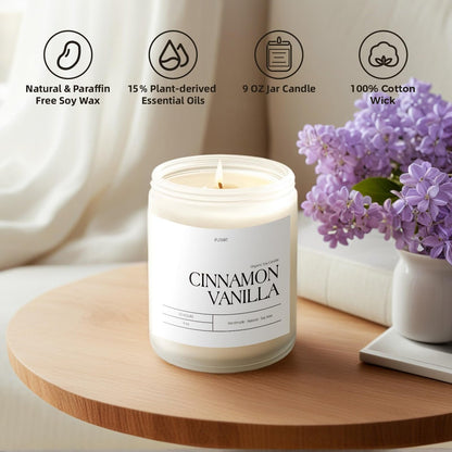 Putart Zimt Vanille Kerzen für Zuhause, Duftkerze, natürliches Sojawachs, Aromatherapie, ungiftig, stark duftend mit ätherischen Ölen, Raumduft Stressabbau, Geschenk für Frauen & Männer 9oz