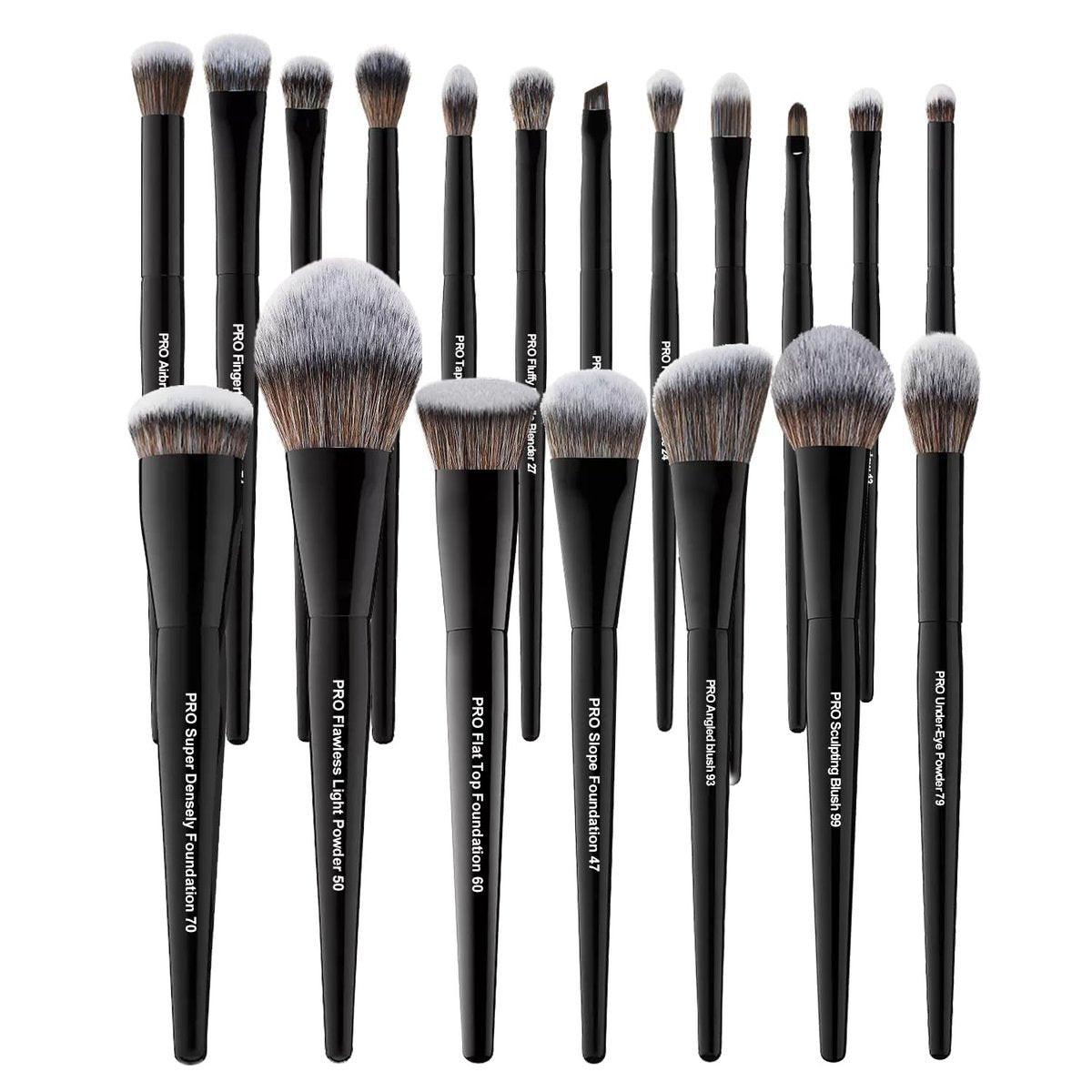 Bueart Design 19-teiliges professionelles Make-up-Pinselset mit Beschriftung – Großer Foundation-Puder, Contour, Concealer, Lidschatten, Rouge, Eyeliner – Premium-Synthetikhaar, vegan & tierversuchsfrei