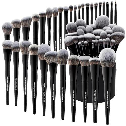 Bueart Design 32-teiliges Profi-Make-up-Pinselset mit extra großem Halter – Premium ultraweiche Synthetik-Pinsel für Foundation, Contour, Puder, Rouge, Concealer und Lidschatten, klassisches Schwarz
