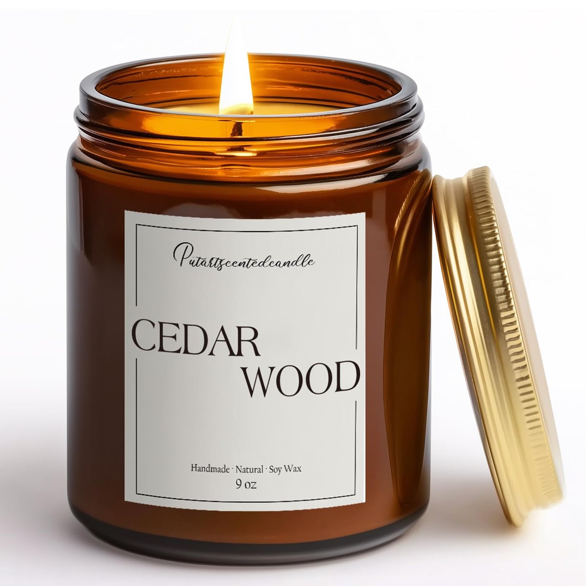 Putart Zedernholz-Kerzen für Zuhause Duftend, Natürliche Soja-Aromatherapie, Ungiftige Kerzen mit Langanhaltendem Duft & Sauberem Abbrand, Luxus-Glas-Kerzen Geschenk für Frauen, Männer, Wohnkultur 9 Unzen